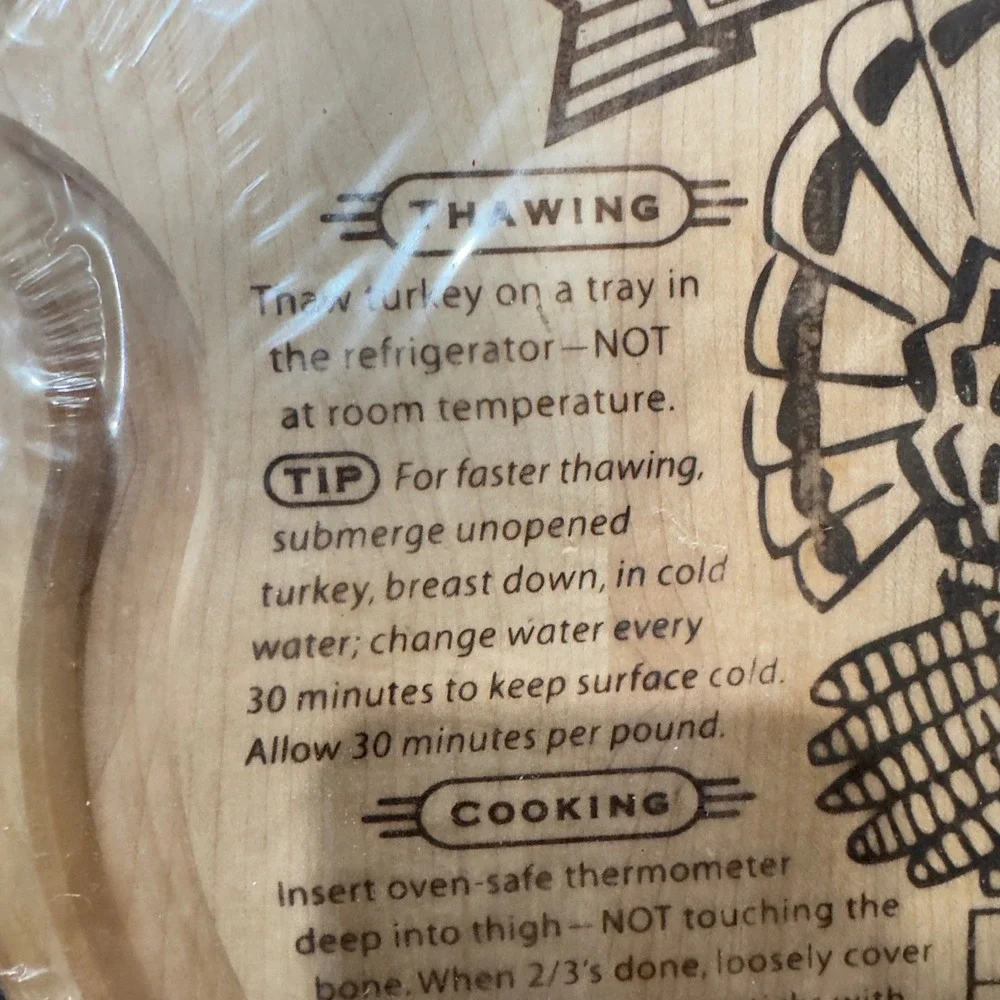 Wooden Turkey Board Carving Platter with Cooking & Carving Instructions Oval
